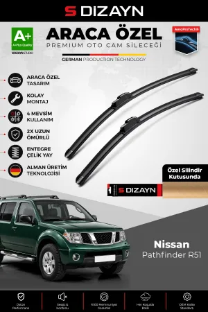 S-Dizayn Nissan Pathfinder R51 Ön Cam Silecek Seti 2005-2014 Premium Araca Özel 60-48 Cm A+ Kalite A