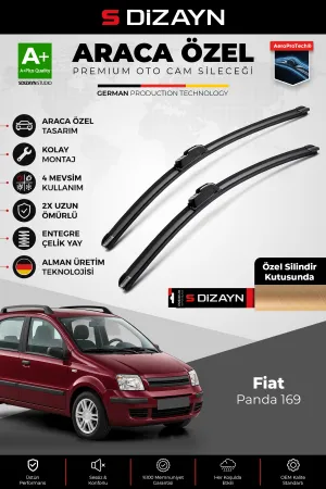 S-Dizayn Fiat Panda 169 Ön Cam Silecek Seti 2003-2012 Premium Araca Özel 60-40 Cm A+ Kalite Aocs-173