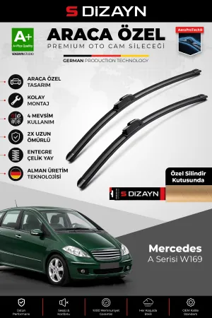 S-Dizayn Mercedes A Serisi W169 Ön Cam Silecek Seti 2004-2012 Premium Araca Özel 65-60 Cm A+ Kalite