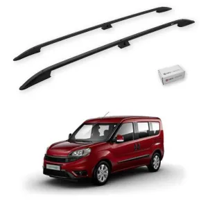 Turtle Fiat Doblo 2 2010-2022 / Uzun Şasi Tavan Çıtası Crown Siyah