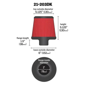 AEM Universal Hava Filtresi 21-203DK thumb 2