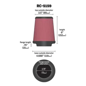K&N Universal Hava Filtresi RC-5159 thumb 2