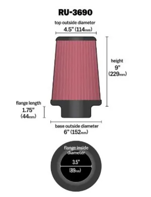 K&N Universal Hava Filtresi RU-3690 thumb 2