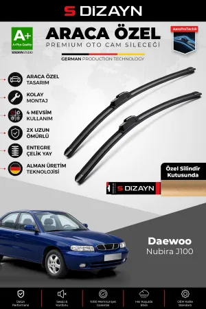 S-Dizayn Daewoo Nubira J100 Ön Cam Silecek Seti 1997-2003 Premium Araca Özel 50-50 Cm A+ Kalite AOCS