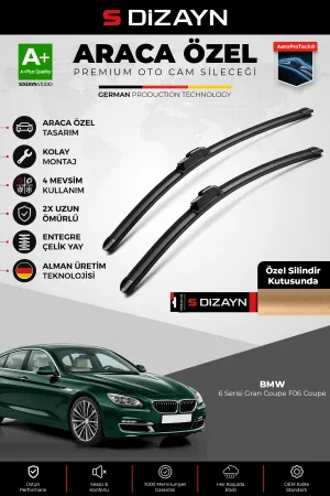 S-Dizayn BMW 6 Serisi Gran Coupe F06 Coupe Ön Cam Silecek Seti 2012-2018 Premium Araca Özel 65-43 Cm