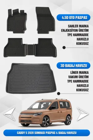 Drs Tuning Caddy 2020 Ve Sonrası Uyumlu 4.5D Premium Havuzlu Oto Paspas Ve Liner Bagaj Havuzu