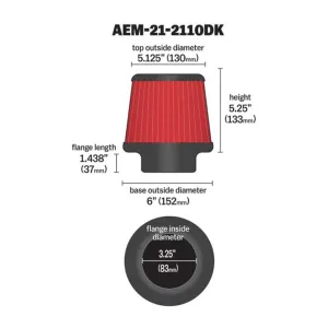 AEM Universal Hava Filtresi 21-2110DK thumb 2