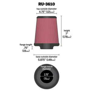 K&N Universal Hava Filtresi RU-3610 - Görsel 2