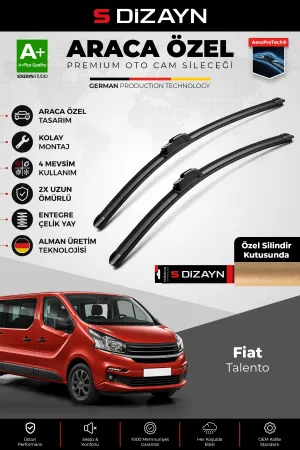 S-Dizayn Fiat Talento Ön Cam Silecek Seti 2016-2021 Premium Araca Özel 65-48 Cm A+ Kalite AOCS-1735