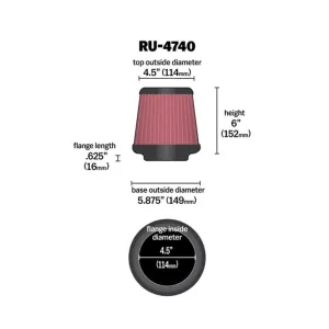 K&N Universal Hava Filtresi RU-4740 - Görsel 2
