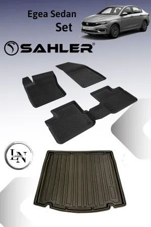 Sahler Fiat Egea Sedan Uyumlu 4.5D Premium Sahler Paspas + Liner Marka 3D Bagaj Havuzu Seti - Egea Sedan