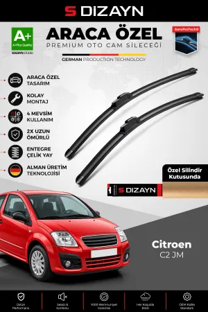 S-Dizayn Citroen C2 Jm Ön Cam Silecek Seti 2003-2009 Premium Araca Özel 60-45 Cm A+ Kalite Aocs-1717