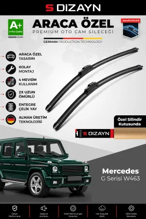 S-Dizayn Mercedes G Serisi W463 Ön Cam Silecek Seti 1990 Üzeri Premium Araca Özel 40-40 Cm A+ Kalite