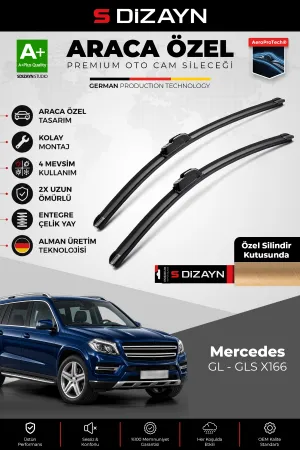 S-Dizayn Mercedes GL - GLS X166 Ön Cam Silecek Seti 2012-2019 Premium Araca Özel 65-60 Cm A+ Kalite
