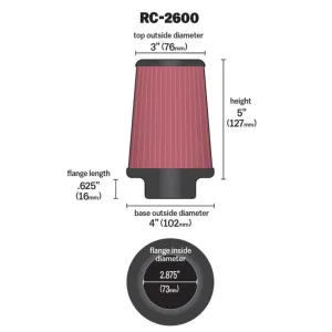 K&N Universal Hava Filtresi RC-2600 thumb 2
