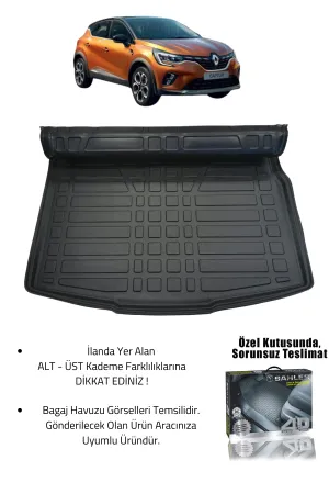 Sahler Renault Captur 2020+ Uyumlu 4.5D Premium Havuzlu Paspas ve Liner Marka 3D ÜST Bagaj Havuzu - Görsel 2