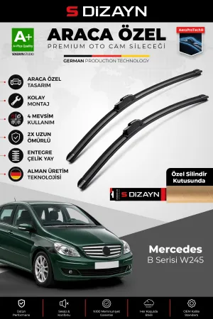 S-Dizayn Mercedes B Serisi W245 Ön Cam Silecek Seti 2005-2011 Premium Araca Özel 65-60 Cm A+ Kalite
