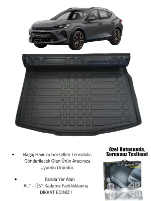 Sahler Cupra Formentor Mild Hybrid 2024+ Uyumlu 4.5D Premium Havuzlu Oto Paspas ve Liner Marka 3D ÜST Bagaj Havuzu - Görsel 2