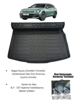 Drs Tuning Passat Variant B9 2024+ Uyumlu 4.5D SAHLER Premium Paspas + Liner Marka 3D ÜST Bagaj Havuzu - Passat Variant B9 - Görsel 2
