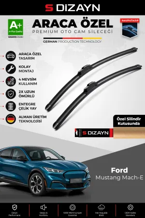 S-Dizayn Ford Mustang Mach-E Ön Cam Silecek Seti 2021 Üzeri Premium Araca Özel 60-40 Cm A+ Kalite Ao