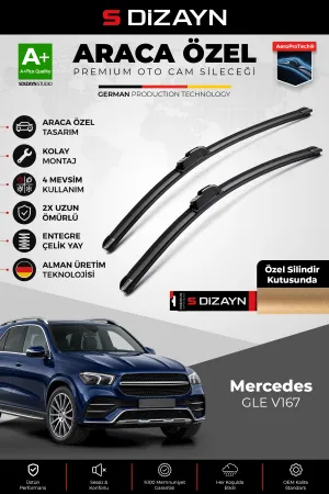S-Dizayn Mercedes Gle V167 Ön Cam Silecek Seti 2019 Üzeri Premium Araca Özel 65-55 Cm A+ Kalite Aocs