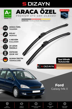 S-Dizayn Ford Galaxy Ön Cam Silecek Seti 2001-2006 Premium Araca Özel 70-70 Cm A+ Kalite AOCS-2039