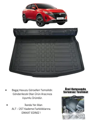 Sahler Qashqai E-Power 2022 + Uyumlu 4.5D Premium Havuzlu Oto Paspas ve Liner Marka 3D UST Bagaj Havuzu - Görsel 2
