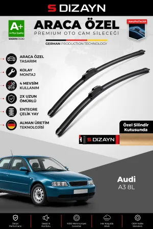 S-Dizayn Audi A3 8L Ön Cam Silecek Seti 1996-2003 Premium Araca Özel 53-48 Cm A+ Kalite Aocs-1706