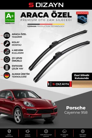S-Dizayn Porsche Cayenne 958 Ön Cam Silecek Seti 2010-2017 Premium Araca Özel 65-65 Cm A+ Kalite AOC