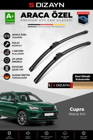 S-Dizayn Cupra Ateca KH Ön Cam Silecek Seti 2018 Üzeri Premium Araca Özel 65-45 Cm A+ Kalite AOCS-17