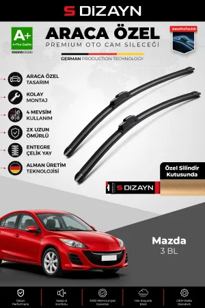 S-Dizayn Mazda 3 BL Ön Cam Silecek Seti 2009-2013 Premium Araca Özel 60-48 Cm A+ Kalite AOCS-1753