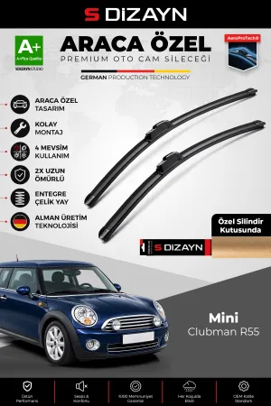 S-Dizayn Mini Clubman Ön Cam Silecek Seti 2007-2012 Premium Araca Özel 48-45 Cm A+ Kalite Aocs-2086