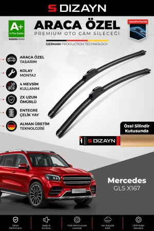 S-Dizayn Mercedes GLS X167 Ön Cam Silecek Seti 2019 Üzeri Premium Araca Özel 65-55 Cm A+ Kalite AOCS