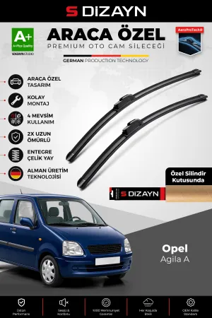 S-Dizayn Opel Agila Ön Cam Silecek Seti 2000-2007 Premium Araca Özel 50-45 Cm A+ Kalite Aocs-2093