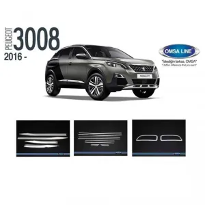 OMSA Peugeot 3008 Krom Cam Alt Çıtası 8 Parça 2016-2023 Arası thumb 5
