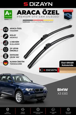S-Dizayn BMW X3 E83 Ön Cam Silecek Seti 2003-2010 Premium Araca Özel 55-50 Cm A+ Kalite AOCS-1713