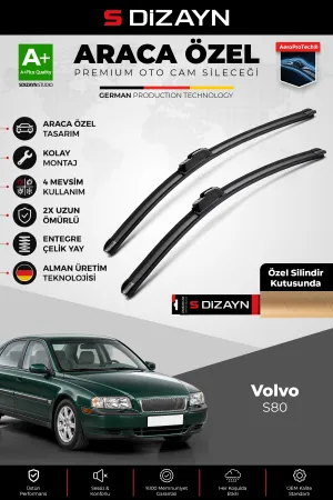 S-Dizayn Volvo S80 Ön Cam Silecek Seti 1998-2006 Premium Araca Özel 60-53 Cm A+ Kalite Aocs-1935