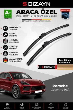 S-Dizayn Porsche Cayenne 9YA Ön Cam Silecek Seti 2017 Üzeri Premium Araca Özel 65-55 Cm A+ Kalite AO