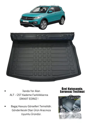 Volkswagen T-Cross 2022 Sonrası Sahler 4.5D Premium Havuzlu Oto Paspas ve Liner 3D Üst Bagaj Havuzu - Görsel 2