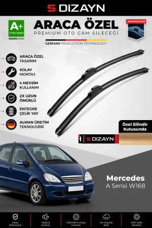 S-Dizayn Mercedes A Serisi W168 Ön Cam Silecek Seti 1997-2004 Premium Araca Özel 65-60 Cm A+ Kalite