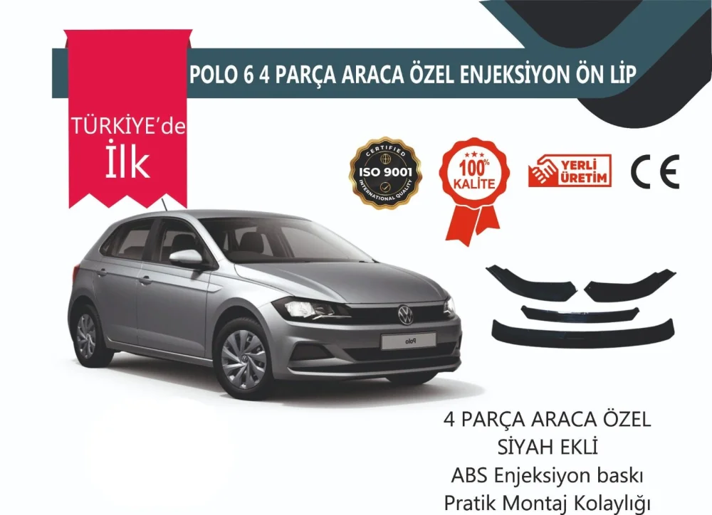 Vw Polo Mk6 2019 Sonrası 4 Parça Ön Lip Siyah