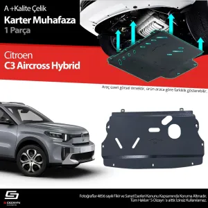 Citroen C3 2024-Günümüz (CC21) uyumlu Aircross Hybrid 1.2 Çelik Karter Muhafaza Koruma 2024 Üzeri A+ Kalite modelleri Oto Aksesuar Shop'de. Kaliteli malzeme,