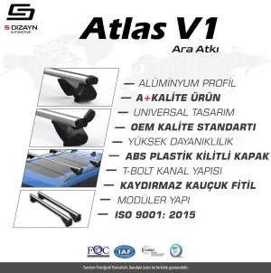 S-Dizayn VW Passat B7 Alltrack S-Bar Atlas V1 Ara Atkı Tavan Taşıyıcı Barı Gri 130 Cm 2010-2014 A+ Kalite thumb 2