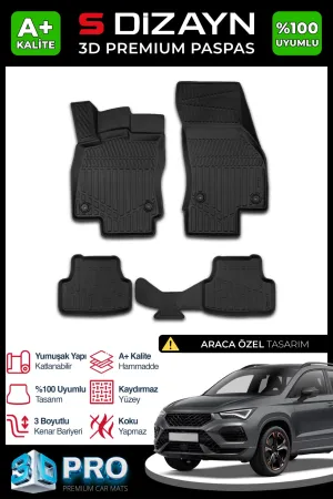 s-dizayn uyumlu Cupra Ateca 3D Pro Havuzlu Paspas 2020 Üzeri A+ Kalite modelleri Oto Aksesuar Shop'de. Kaliteli malzeme, hızlı kargo ve güvenli alışverişle