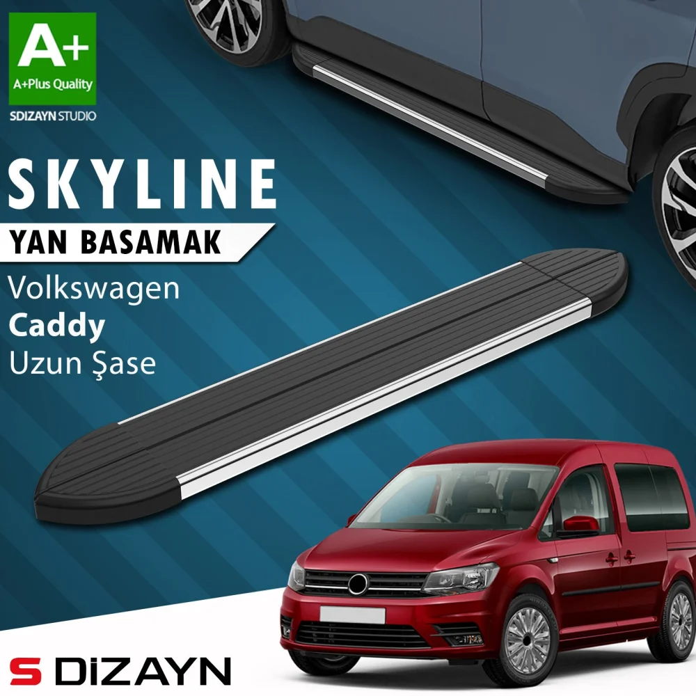 VW Caddy 3 Uzun Şase Skyline Krom Yan Basamak 223 Cm 2004-2020 A+ Kalite