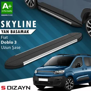 S-Dizayn Fiat Doblo 3 Uzun Şase Skyline Krom Yan Basamak 213 Cm 2023 Üzeri A+ Kalite thumb 1