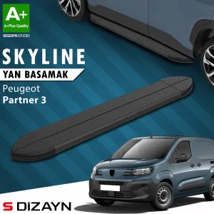 Peugeot Partner 2018-Günümüz (K9) uyumlu 3 Kısa Şase Skyline Siyah Yan Basamak 203 Cm 2018 Üzeri A+ Kalite modelleri Oto Aksesuar Shop'de. Kaliteli malzeme,