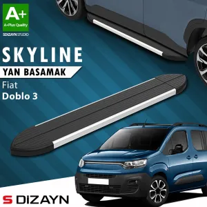 S-Dizayn Fiat Doblo 3 Kısa Şase Skyline Aluminyum Yan Basamak 203 Cm 2023 Üzeri A+ Kalite thumb 1