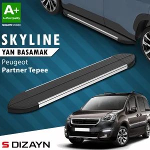 S-Dizayn Peugeot Partner 2 Tepee Skyline Krom Yan Basamak 193 Cm 2008-2018 A+ Kalite thumb 1