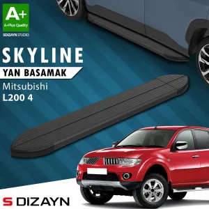 S-Dizayn Mitsubishi L200 4 Skyline Siyah Yan Basamak 193 Cm 2006-2015 A+ Kalite thumb 1